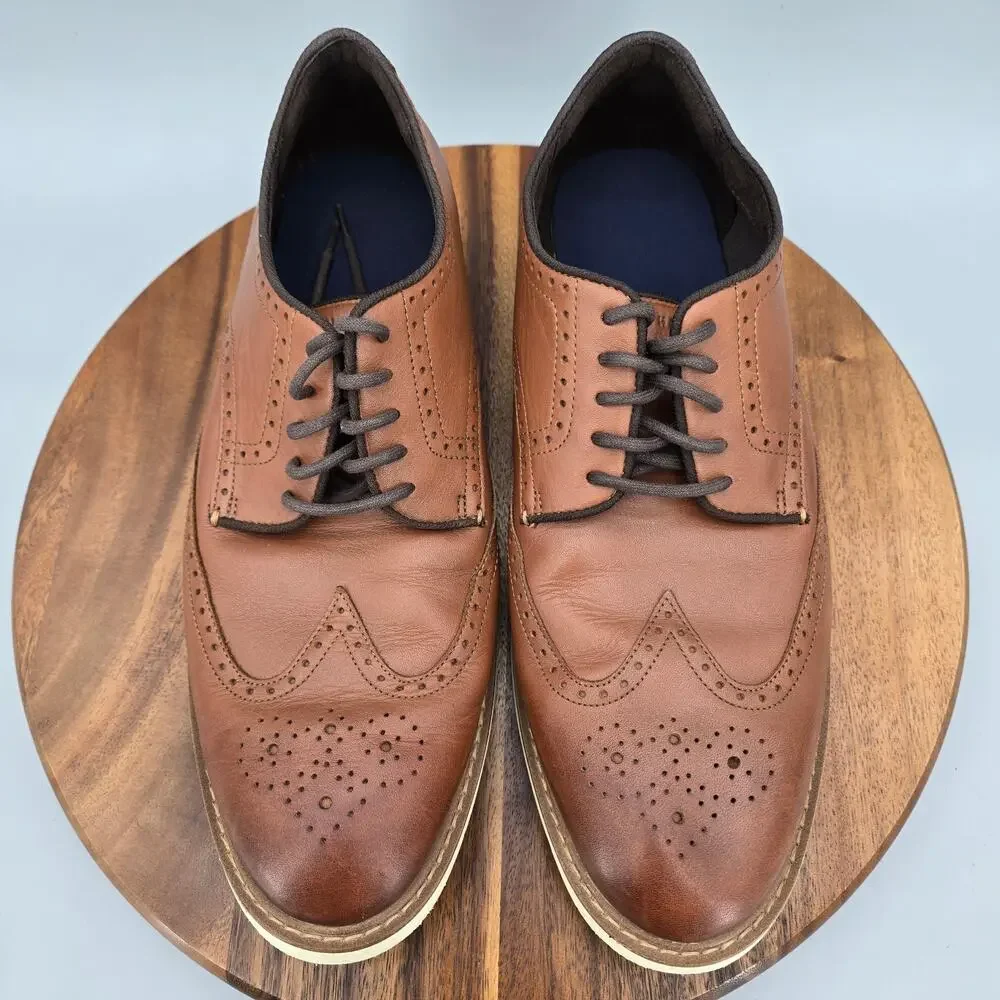 Cole Haan Oxfords Mens 13 M Brown Leather Brogue Go To Wingtip Dress Shoes